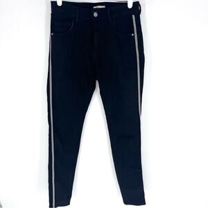 Elan High Rise Skinny Jeans with Beaded Detail Black and Silver S